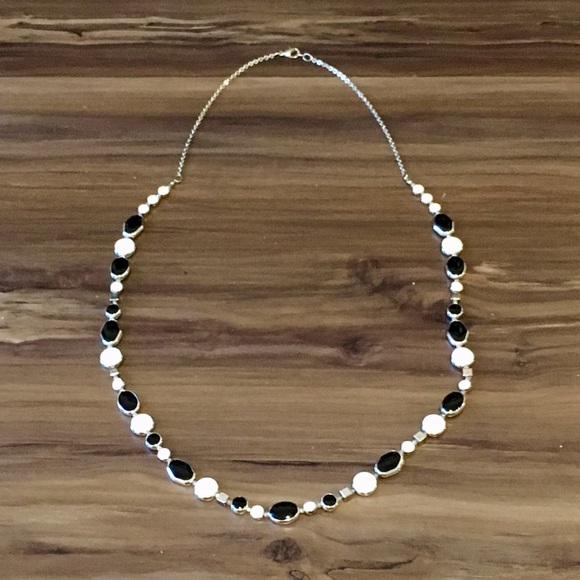 NWOT- Loft black and white long geometric necklace - Picture 2 of 2
